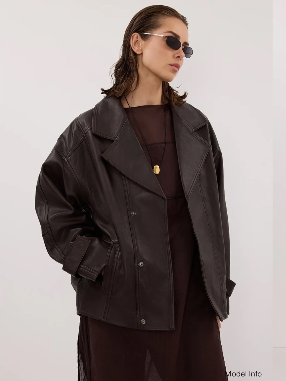 Nwt Margot Choc Oversized Leather Jacket